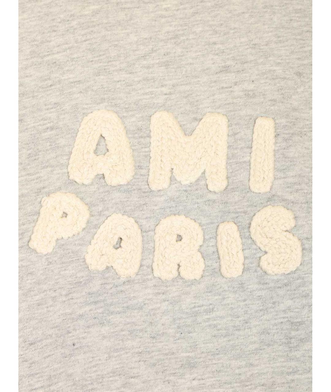 Ami Paris Серая хлопковая футболка, фото 3