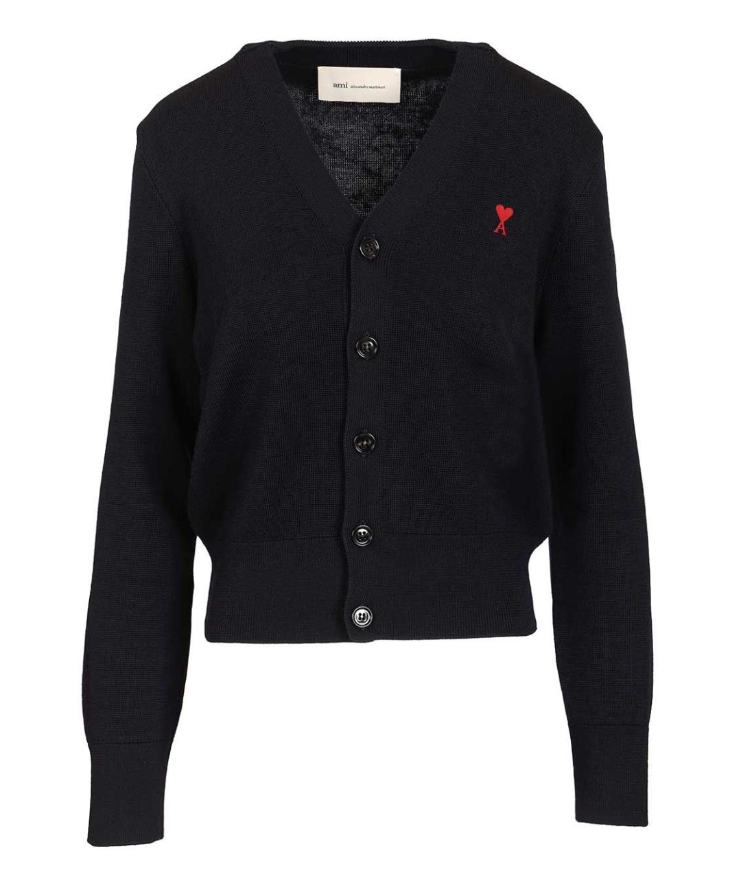 Ami Paris Темно-синий шерстяной кардиган, фото 1