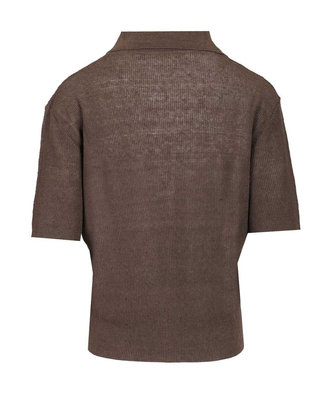 BARENA Коричневая льняная футболка, фото 2