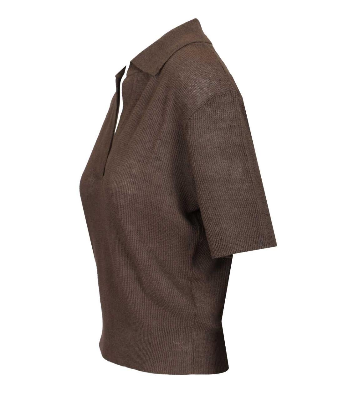 BARENA Коричневая льняная футболка, фото 3