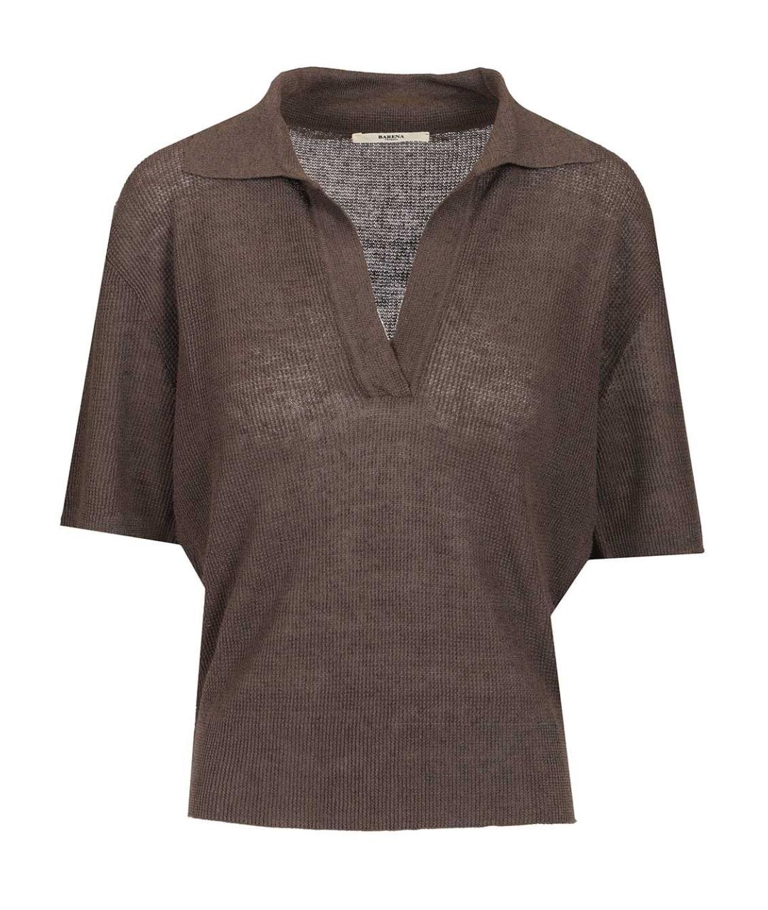 BARENA Коричневая льняная футболка, фото 1