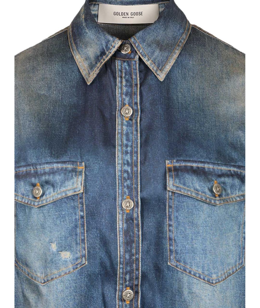 GOLDEN GOOSE DELUXE BRAND Синяя полиэстеровая рубашка, фото 3