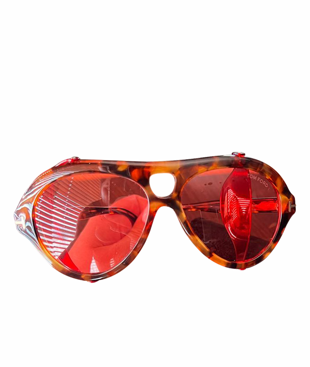TOM FORD Красные пластиковые солнцезащитные очки, фото 1
