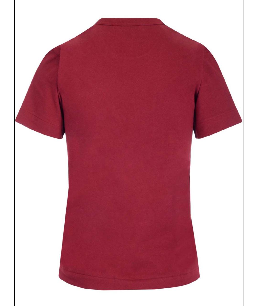 COMME DES GARÇONS PLAY Бордовая хлопковая футболка, фото 2