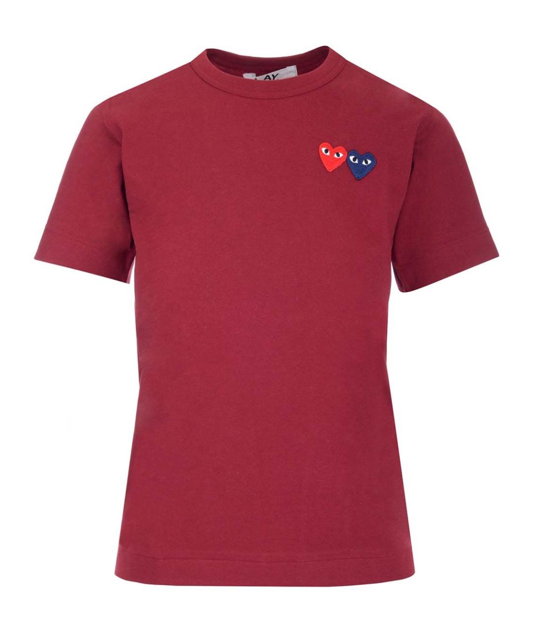 COMME DES GARÇONS PLAY Бордовая хлопковая футболка, фото 1