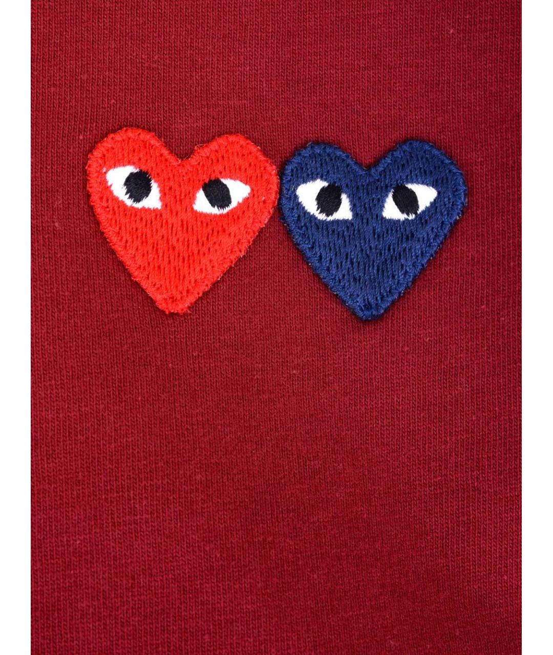 COMME DES GARÇONS PLAY Бордовая хлопковая футболка, фото 3