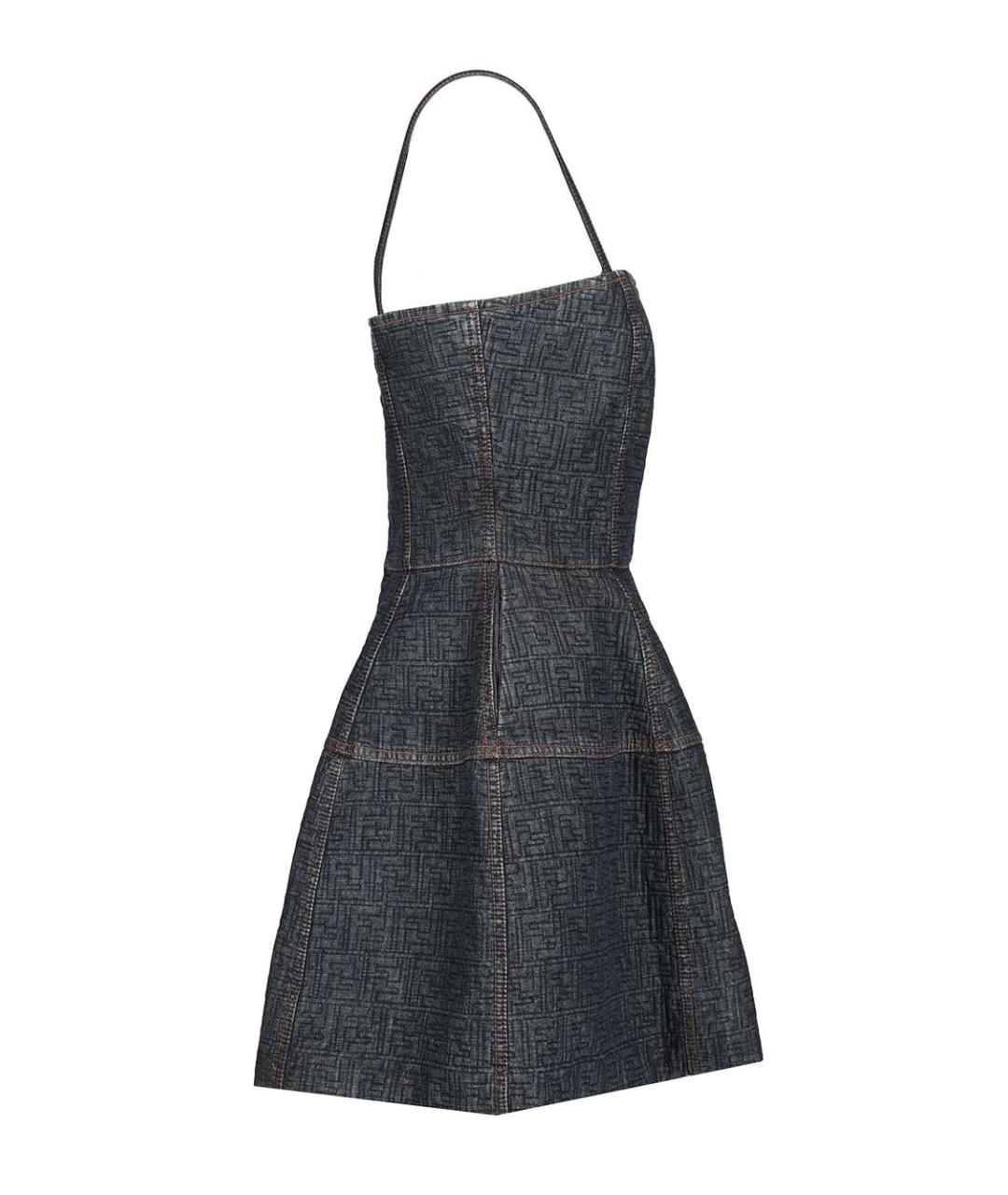 FENDI Темно-синее деним повседневное платье, фото 3