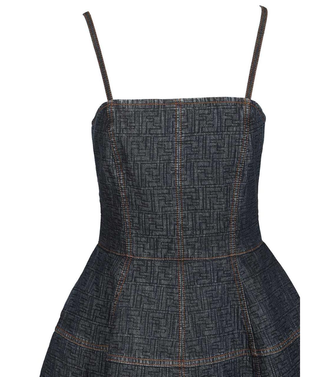 FENDI Темно-синее деним повседневное платье, фото 4