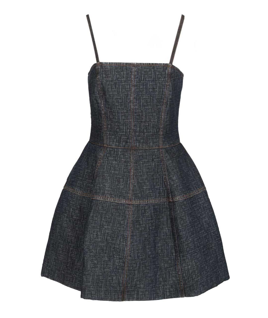 FENDI Темно-синее деним повседневное платье, фото 1