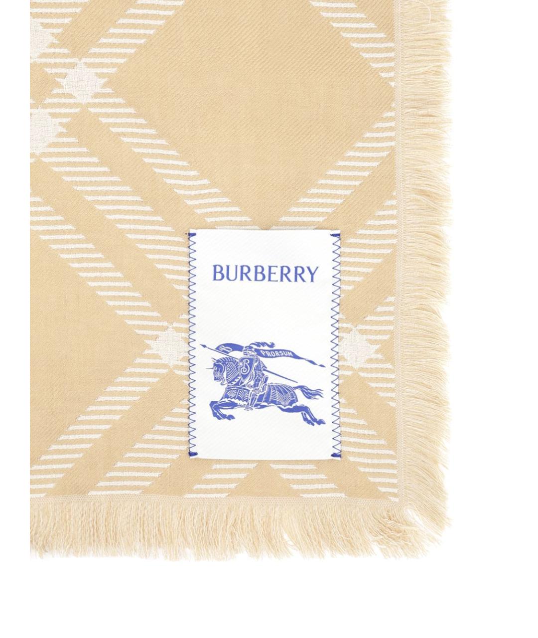 BURBERRY Бежевый шелковый шарф, фото 2