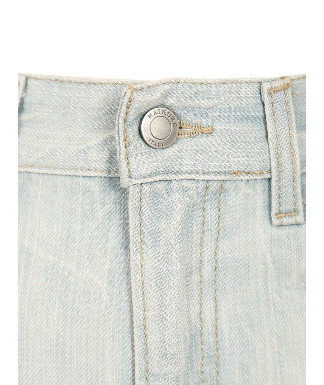 HAIKURE Голубые хлопковые прямые джинсы, фото 4