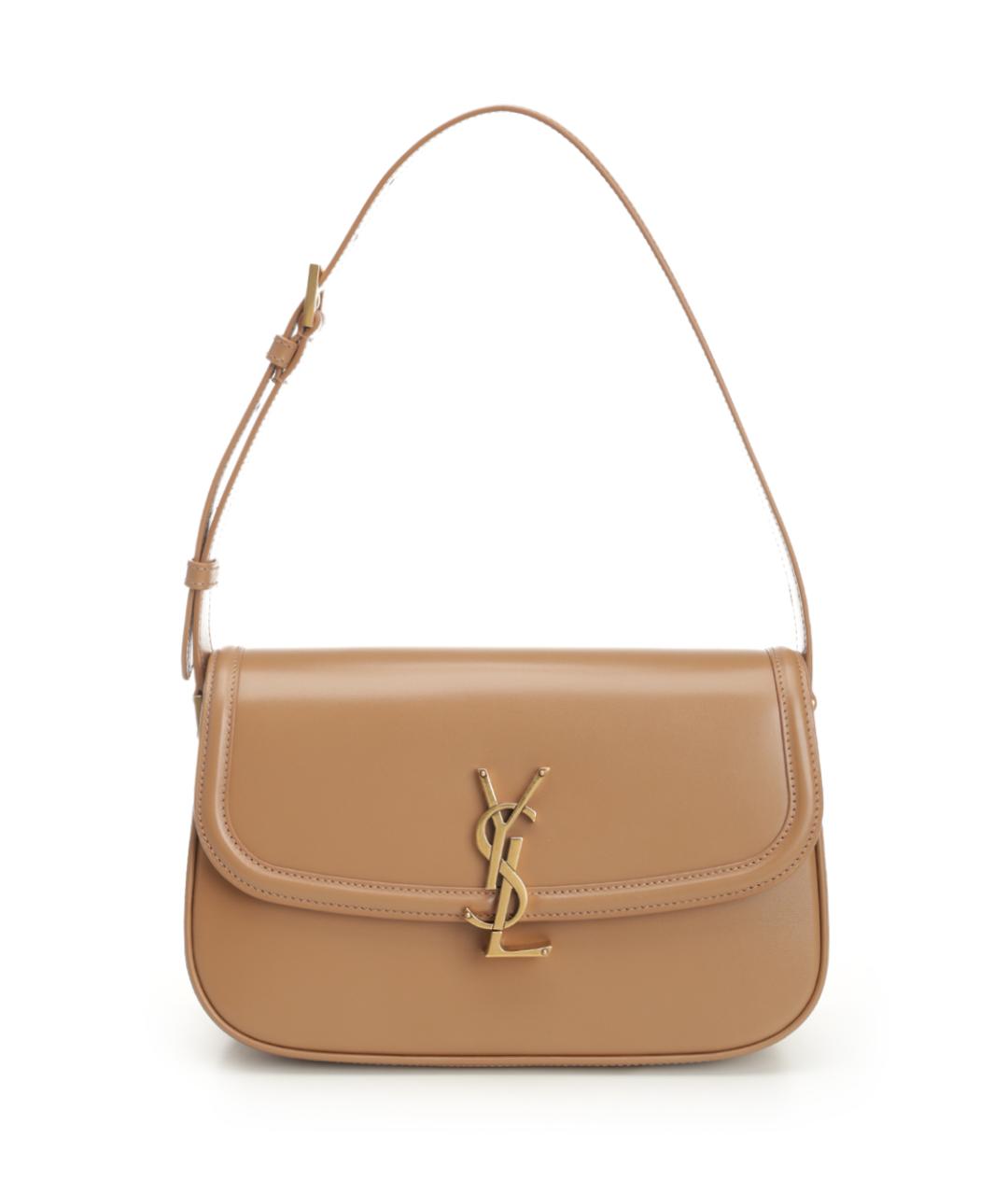 SAINT LAURENT Бежевая кожаная сумка через плечо, фото 1