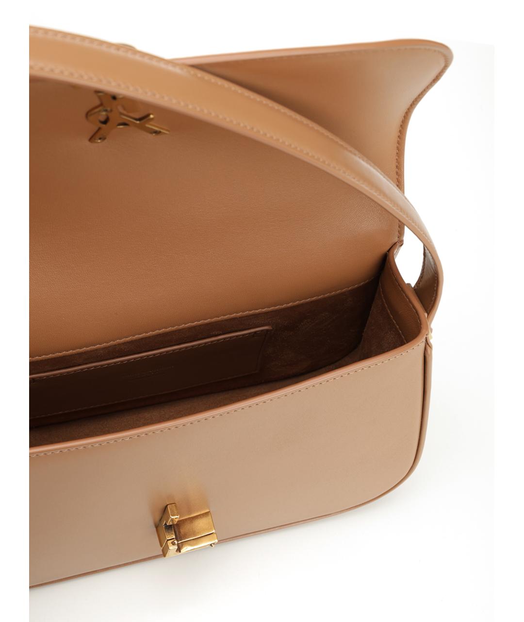 SAINT LAURENT Бежевая кожаная сумка через плечо, фото 4