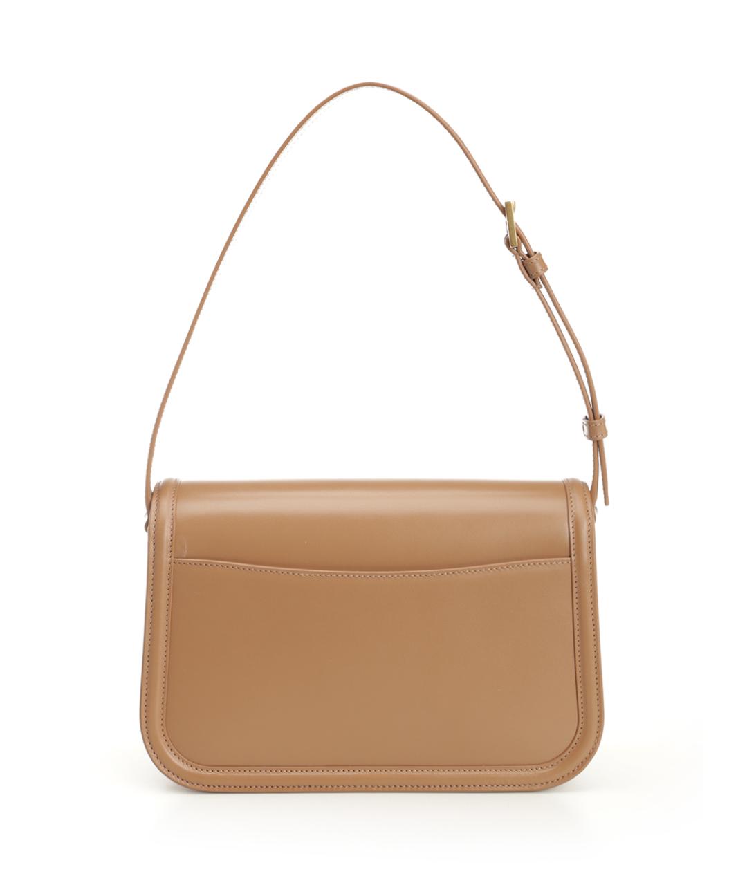 SAINT LAURENT Бежевая кожаная сумка через плечо, фото 3