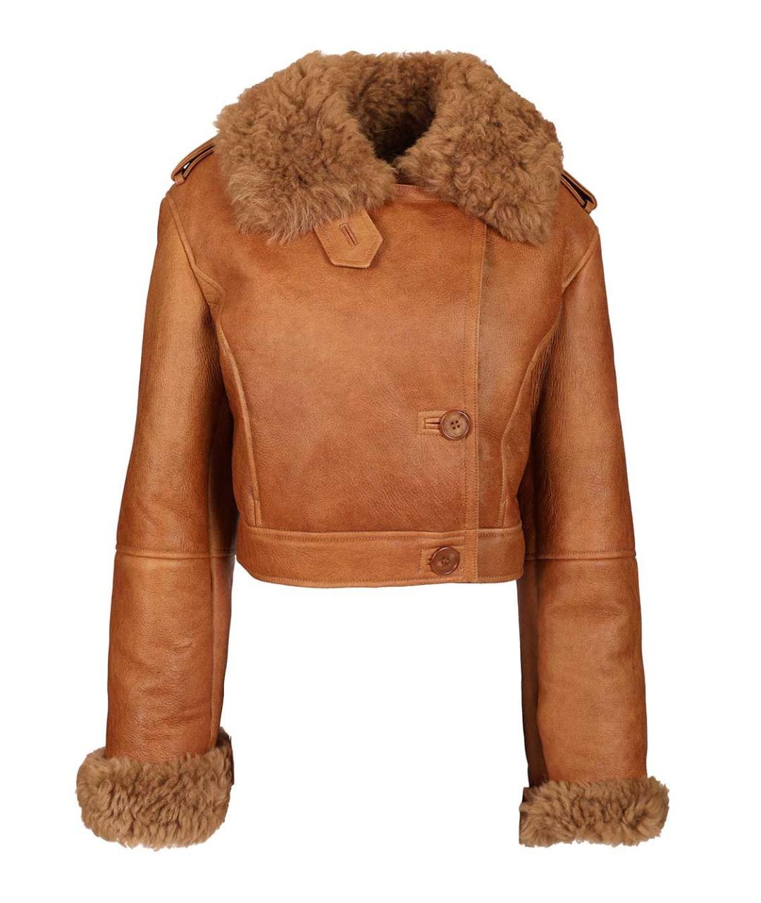 CHLOE Оранжевая кожаная дубленка, фото 1