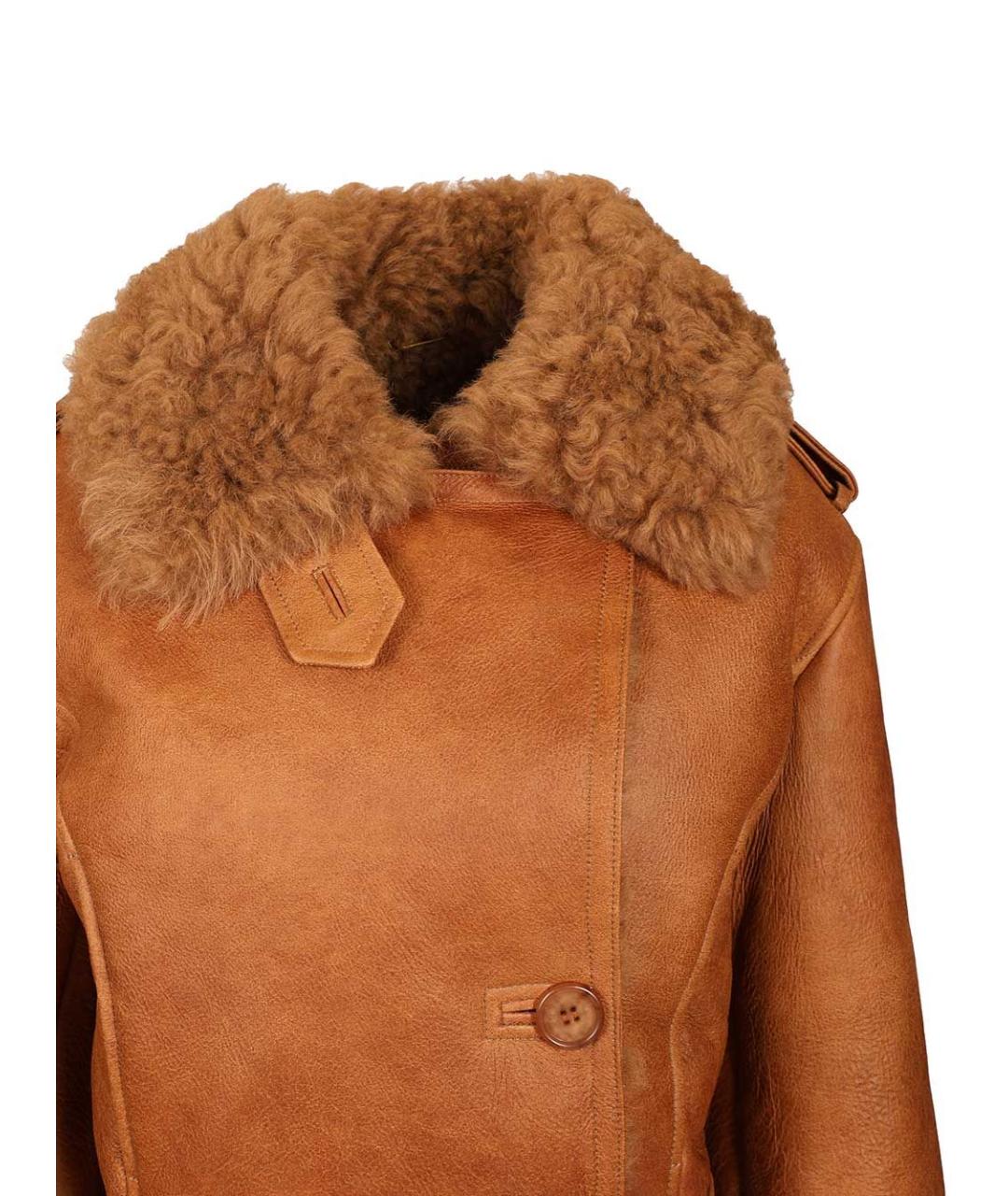CHLOE Оранжевая кожаная дубленка, фото 4