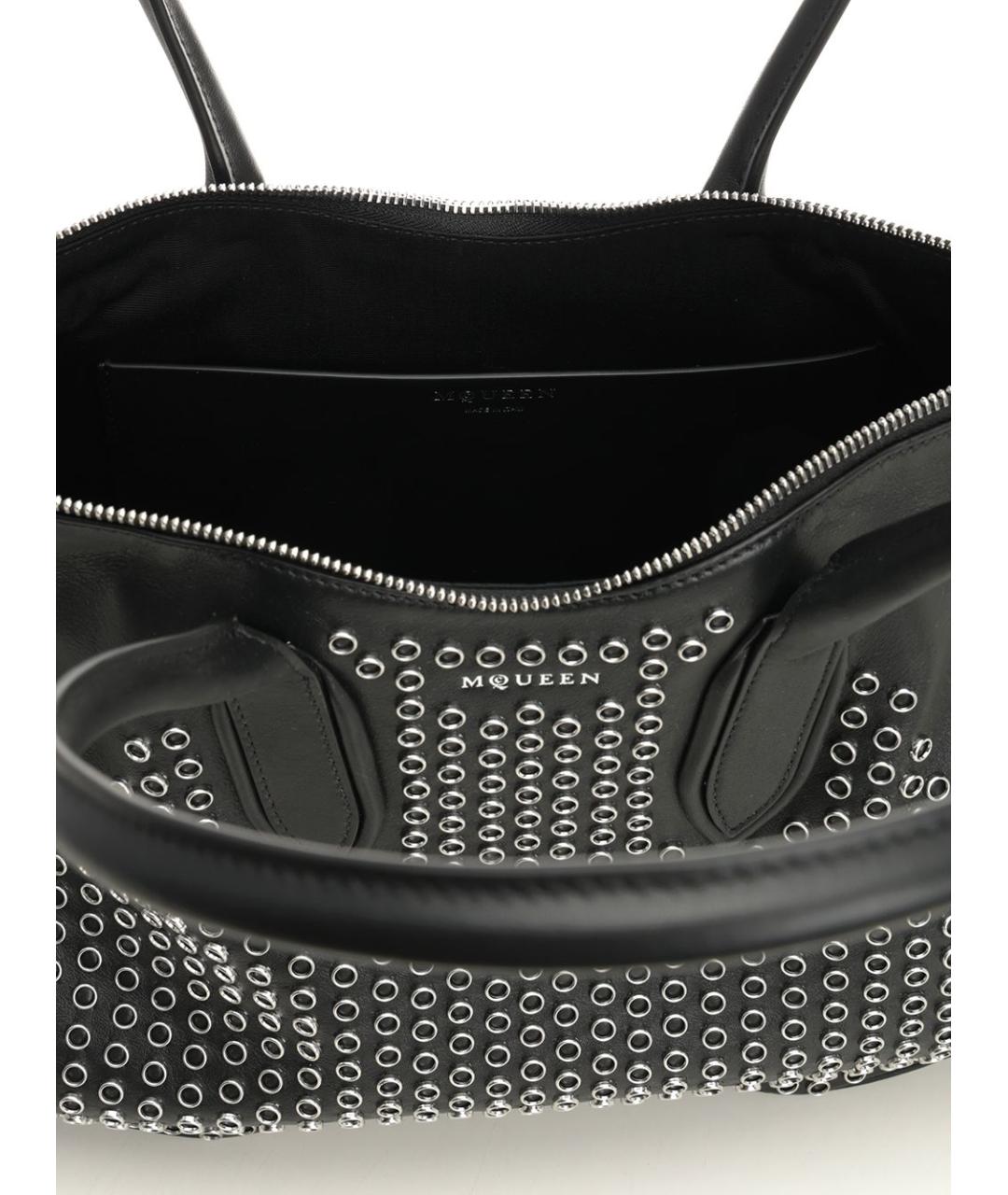 ALEXANDER MCQUEEN Черная кожаная сумка тоут, фото 4