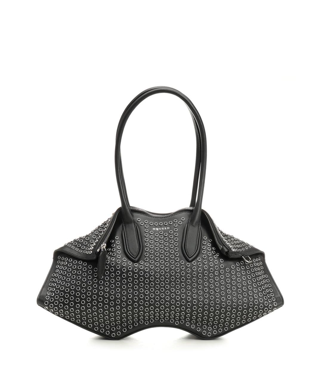 ALEXANDER MCQUEEN Черная кожаная сумка тоут, фото 1