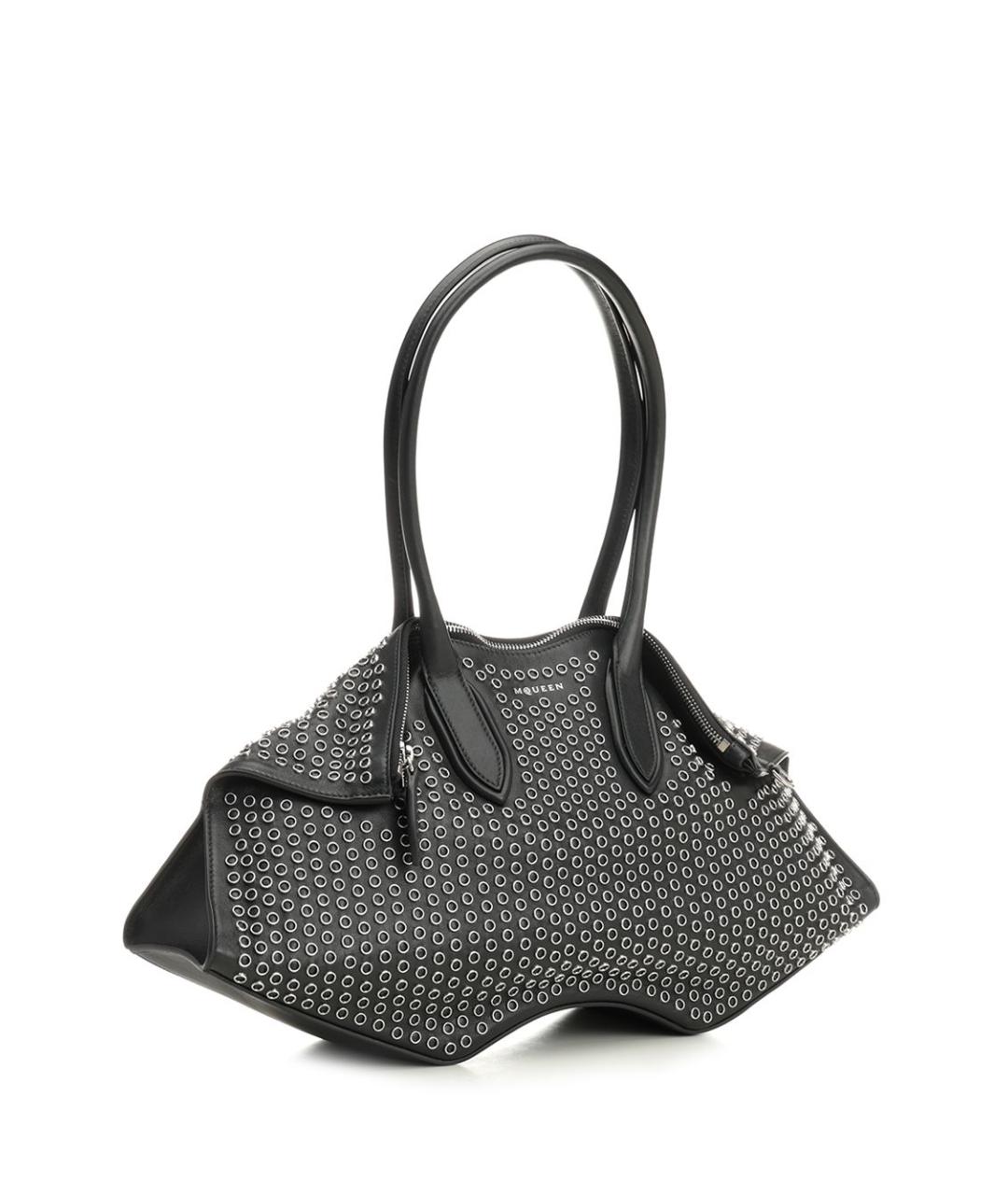 ALEXANDER MCQUEEN Черная кожаная сумка тоут, фото 2