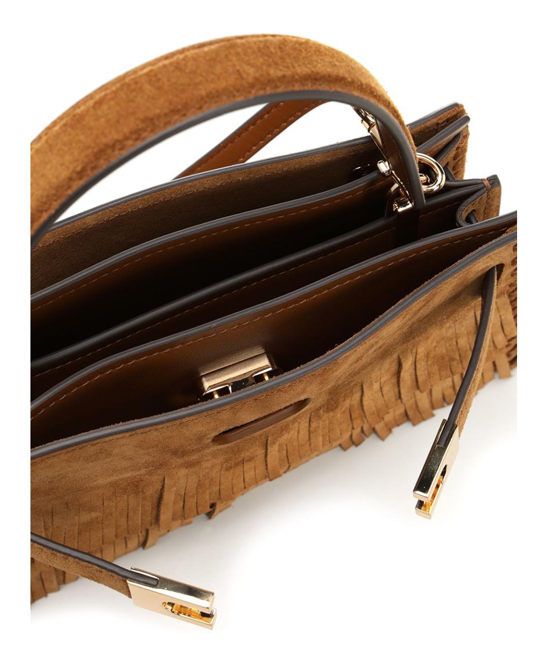 TORY BURCH Коричневая замшевая сумка с короткими ручками, фото 4