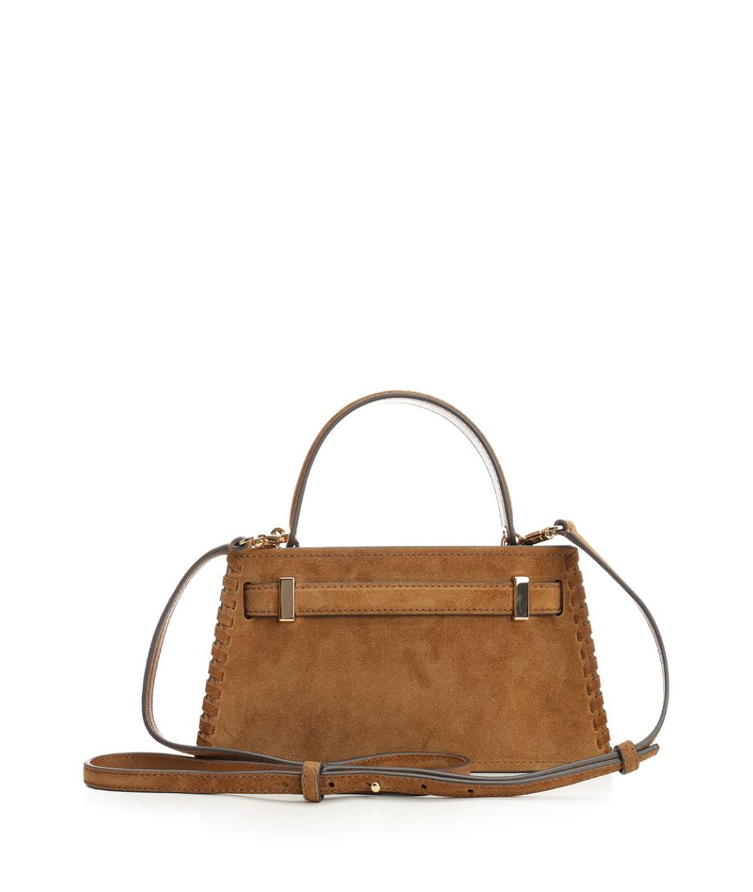 TORY BURCH Коричневая замшевая сумка с короткими ручками, фото 3