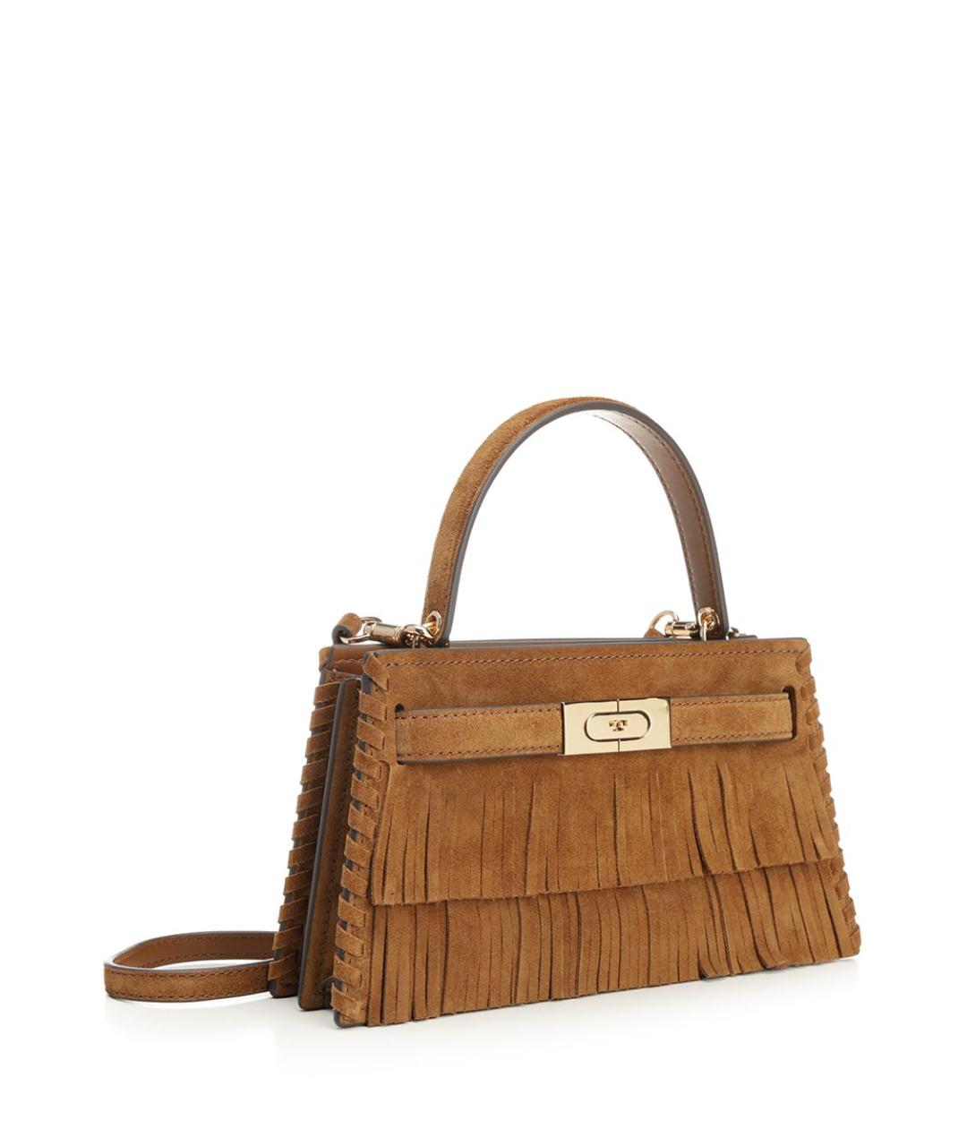 TORY BURCH Коричневая замшевая сумка с короткими ручками, фото 2