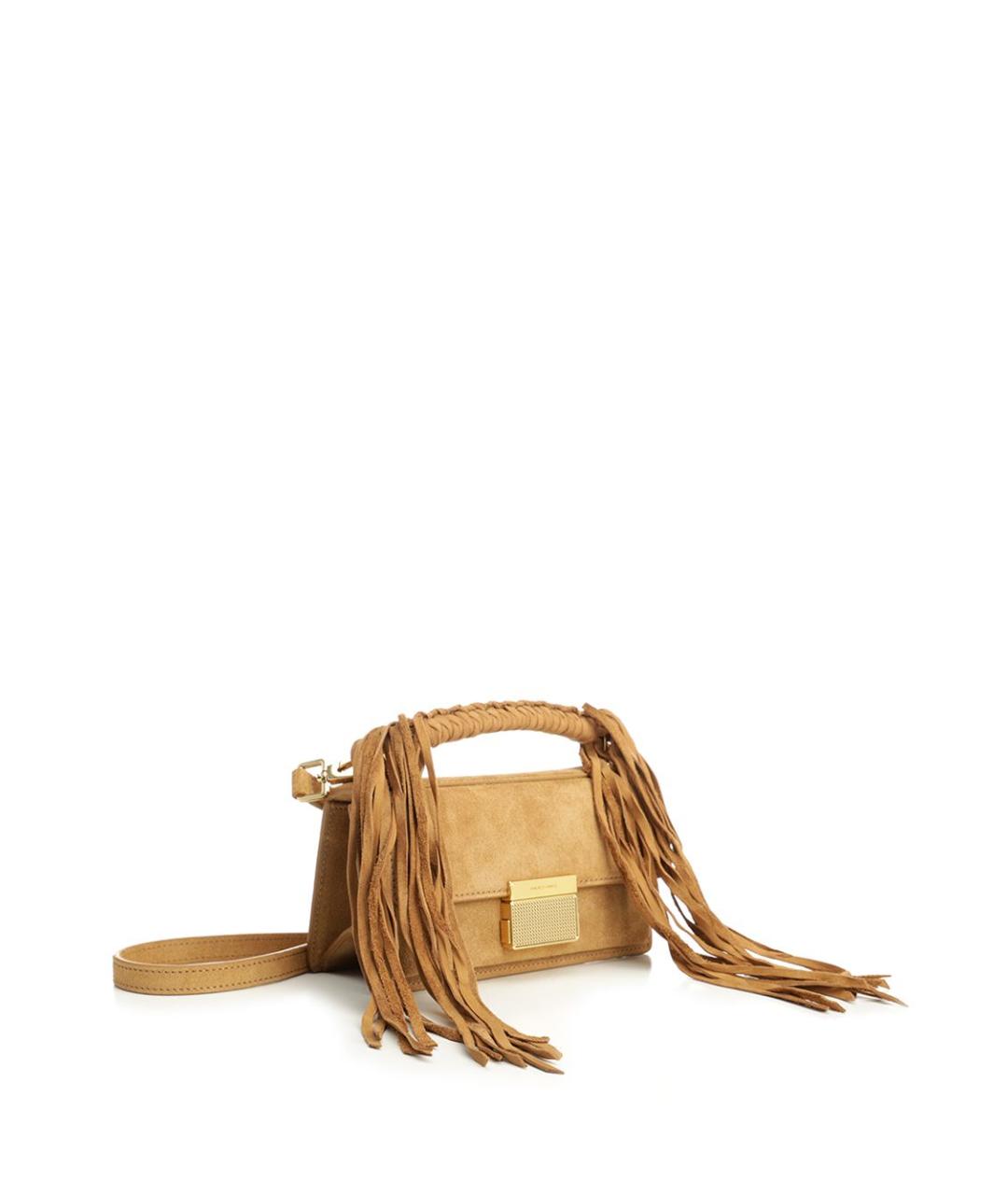 GOLDEN GOOSE DELUXE BRAND Бежевая замшевая сумка с короткими ручками, фото 2