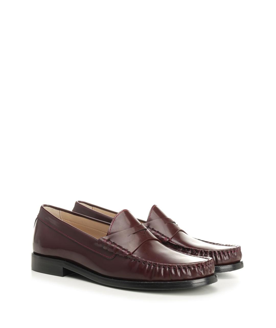 STUART WEITZMAN Бордовые кожаные лоферы, фото 2