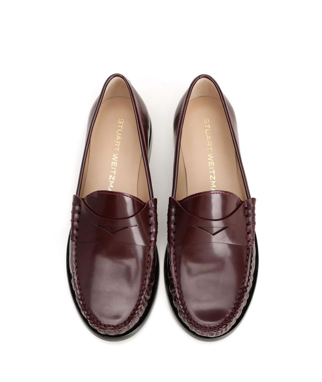 STUART WEITZMAN Бордовые кожаные лоферы, фото 5