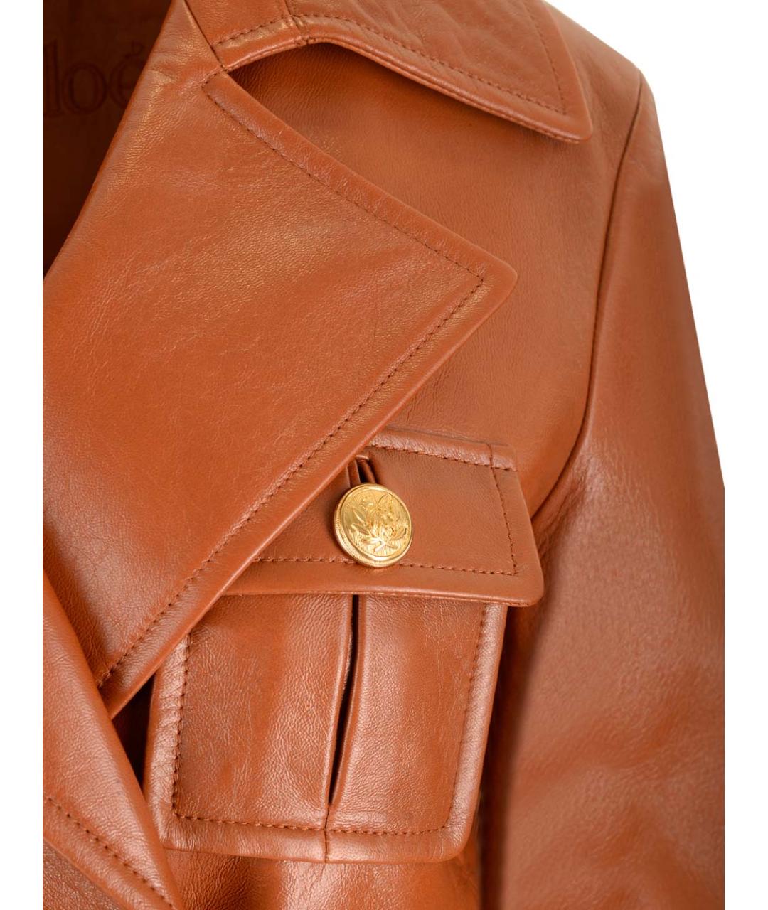CHLOE Коричневый кожаный тренч/плащ, фото 5