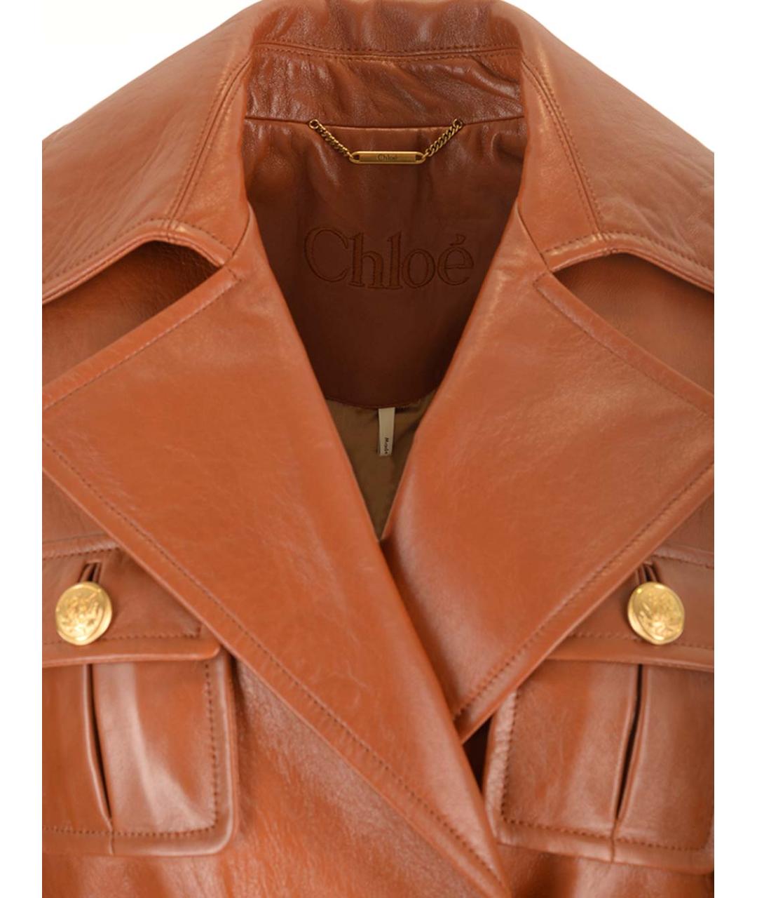 CHLOE Коричневый кожаный тренч/плащ, фото 4