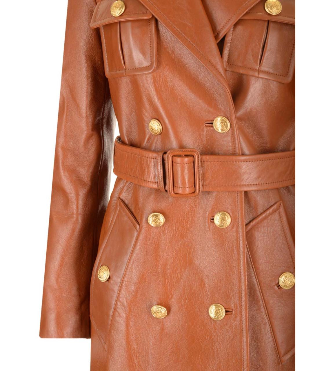 CHLOE Коричневый кожаный тренч/плащ, фото 6