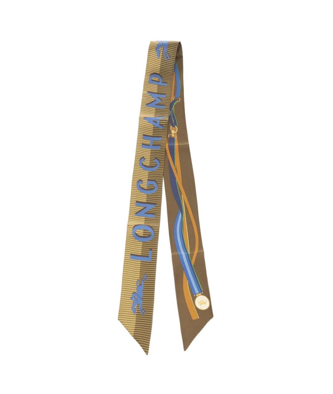 LONGCHAMP Зеленый шелковый шарф, фото 1