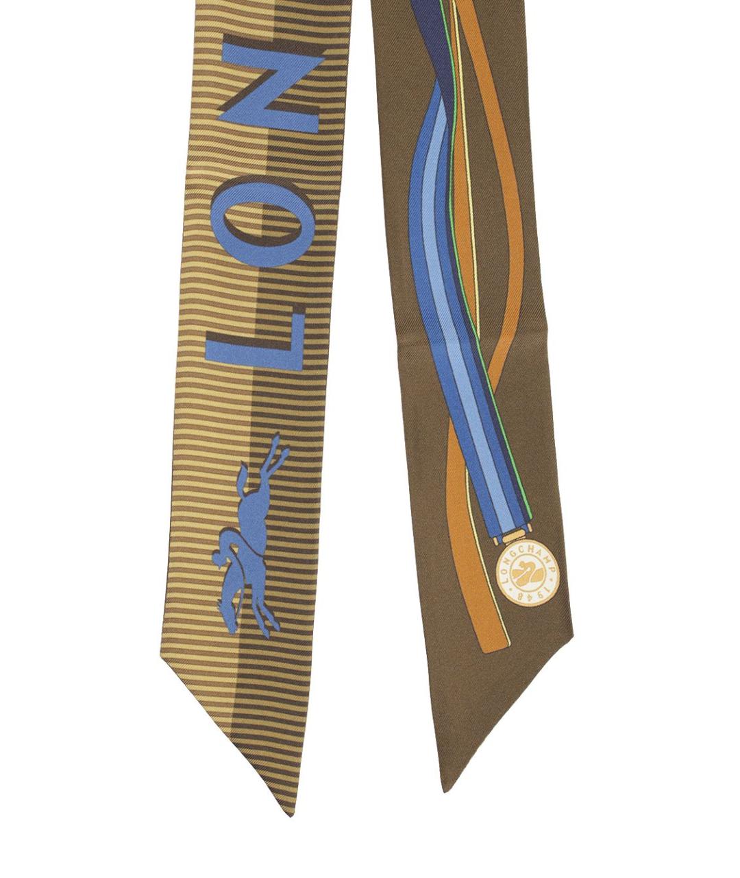 LONGCHAMP Зеленый шелковый шарф, фото 2