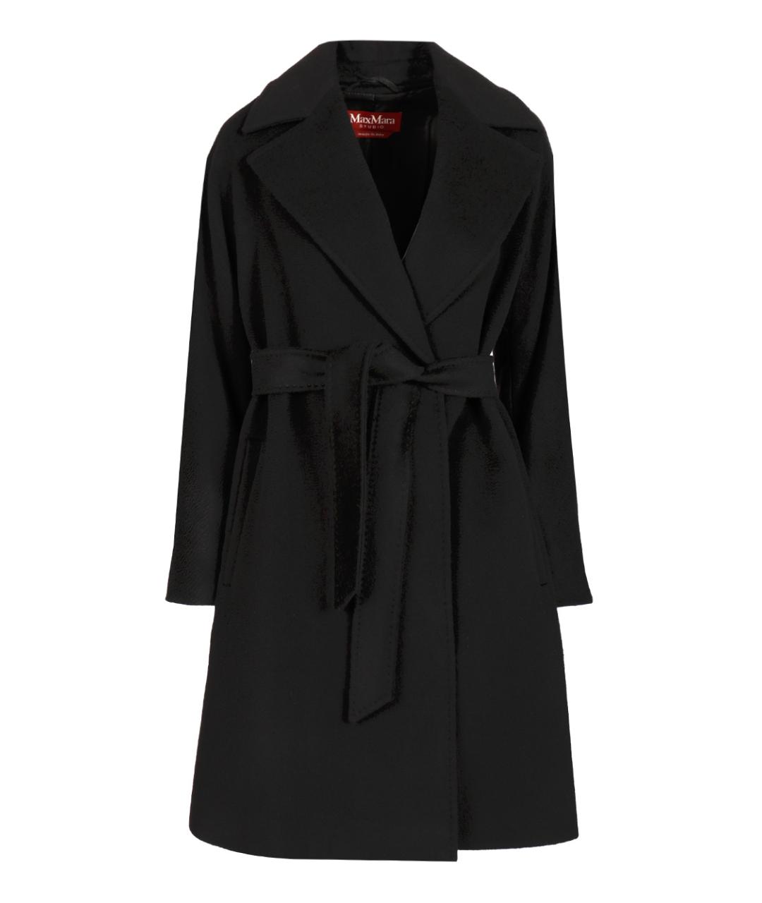 MAX MARA STUDIO Черное шерстяное пальто, фото 1