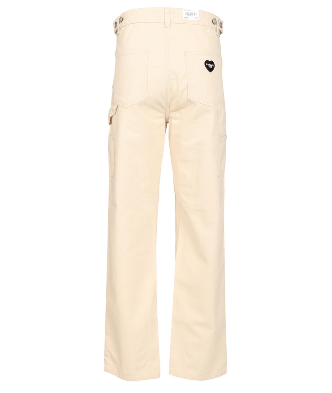 CARHARTT WIP Белые хлопковые прямые брюки, фото 2