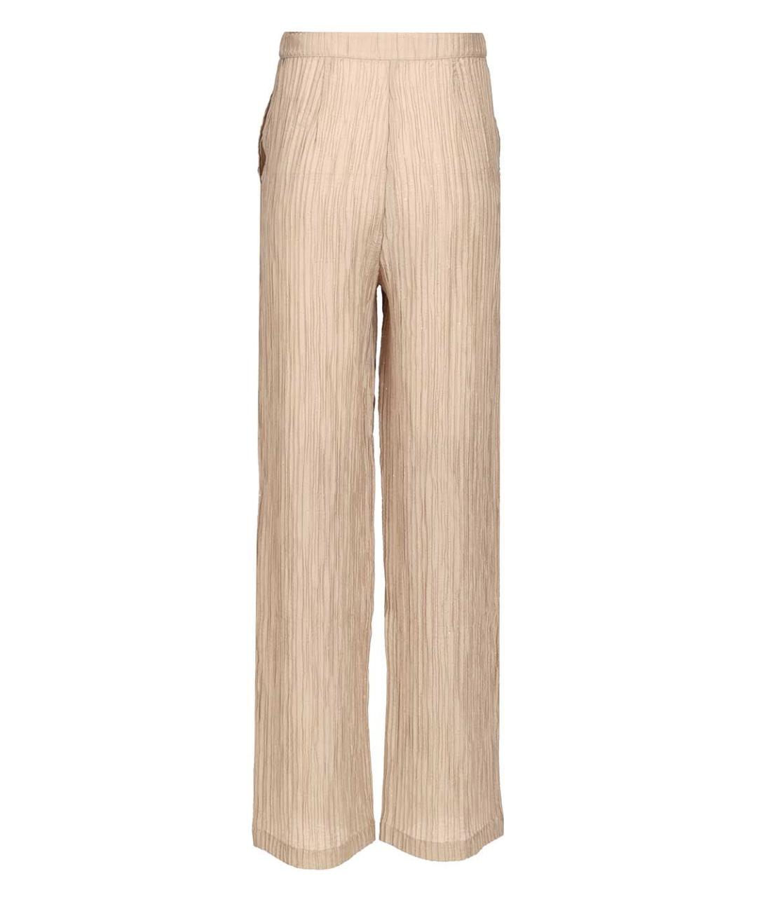 EMPORIO ARMANI Бежевые полиэстеровые прямые брюки, фото 2