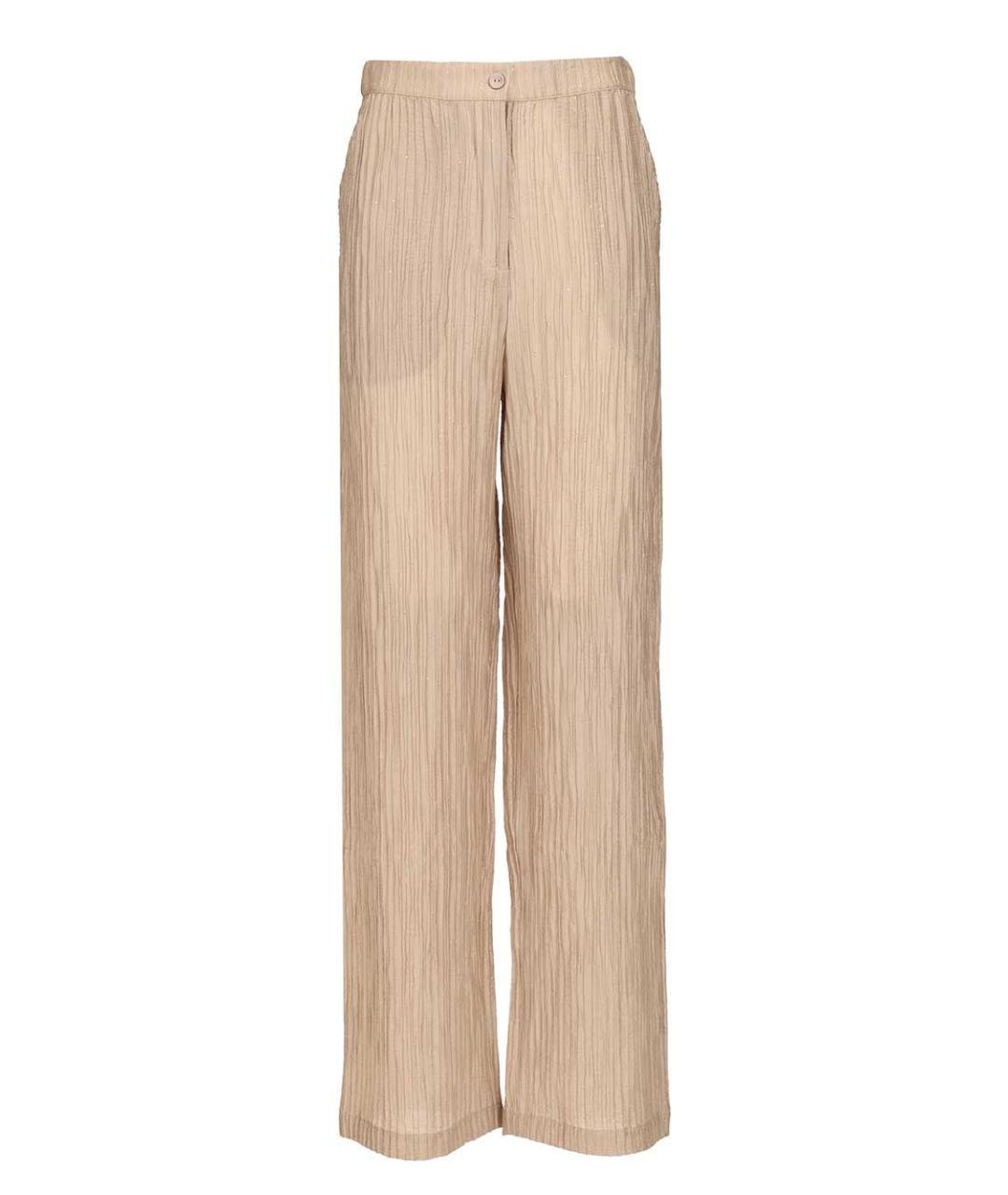 EMPORIO ARMANI Бежевые полиэстеровые прямые брюки, фото 1