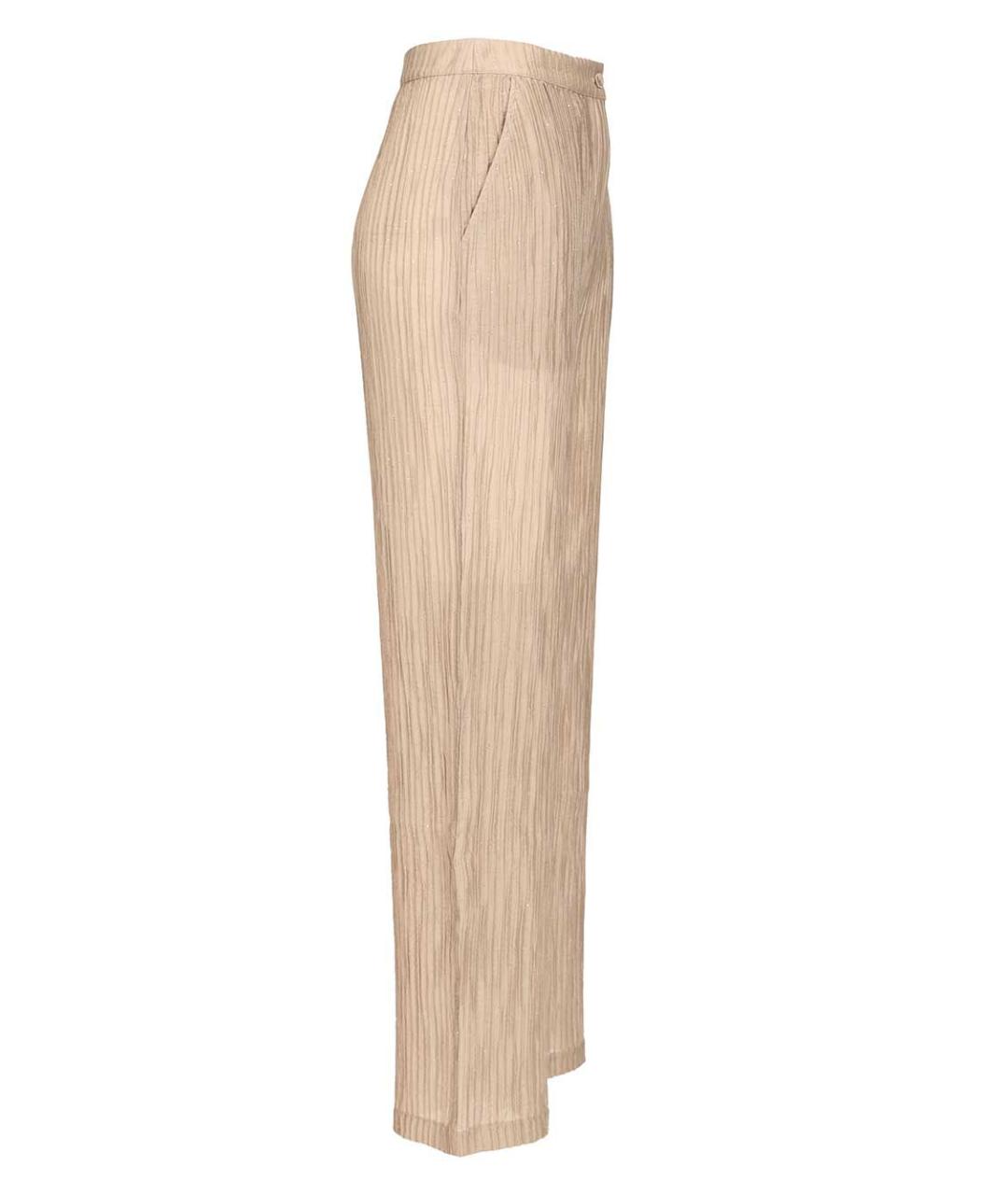 EMPORIO ARMANI Бежевые полиэстеровые прямые брюки, фото 3