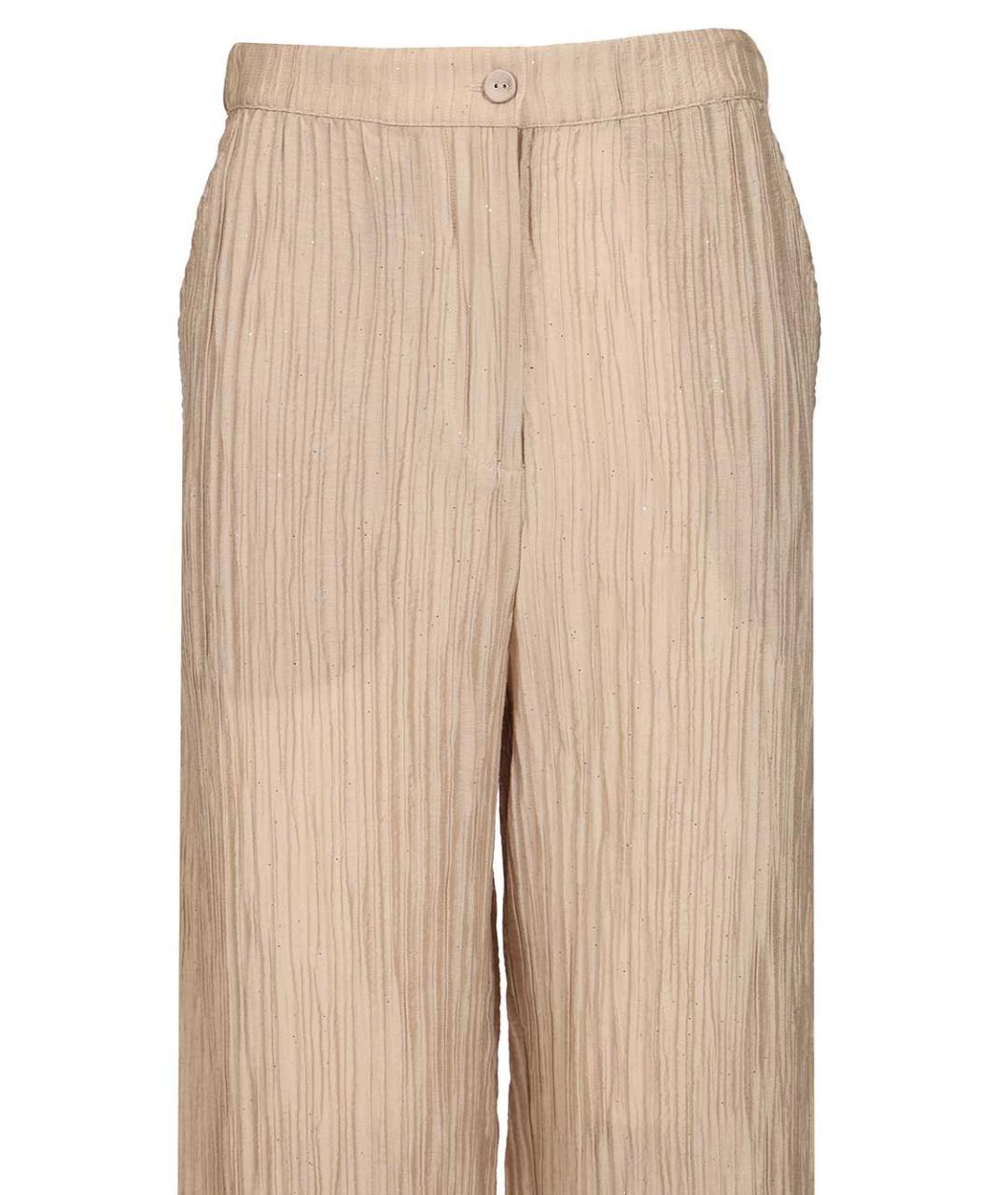 EMPORIO ARMANI Бежевые полиэстеровые прямые брюки, фото 4