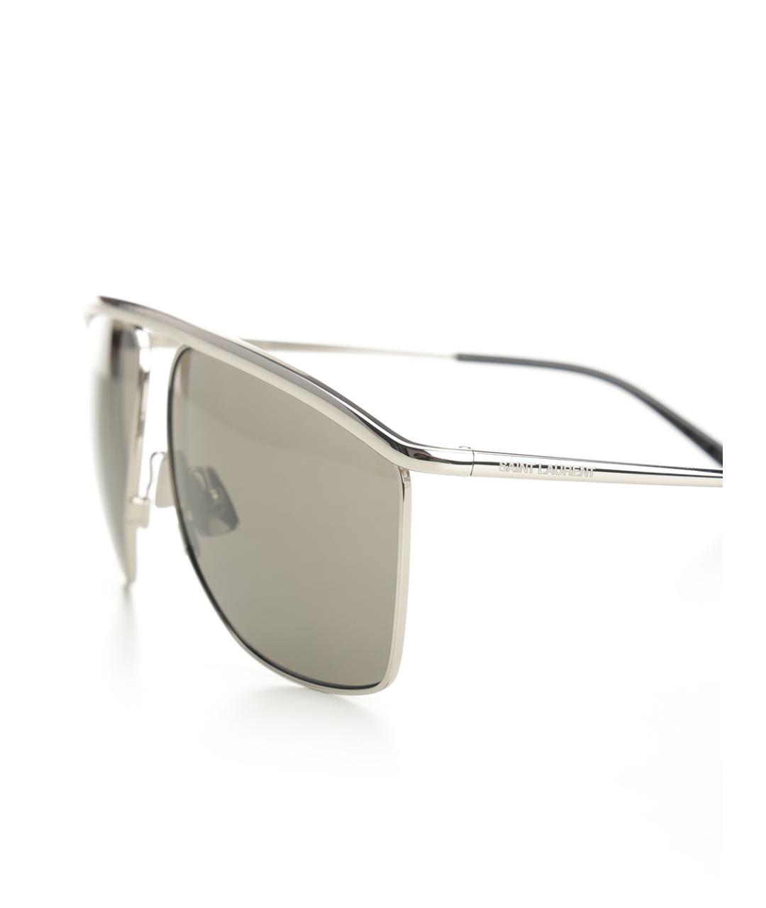 SAINT LAURENT Серебряные металлические солнцезащитные очки, фото 3