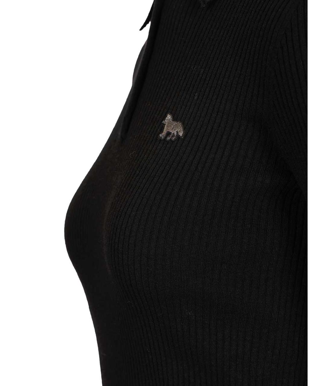 MAISON KITSUNE Черная шерстяная футболка, фото 4