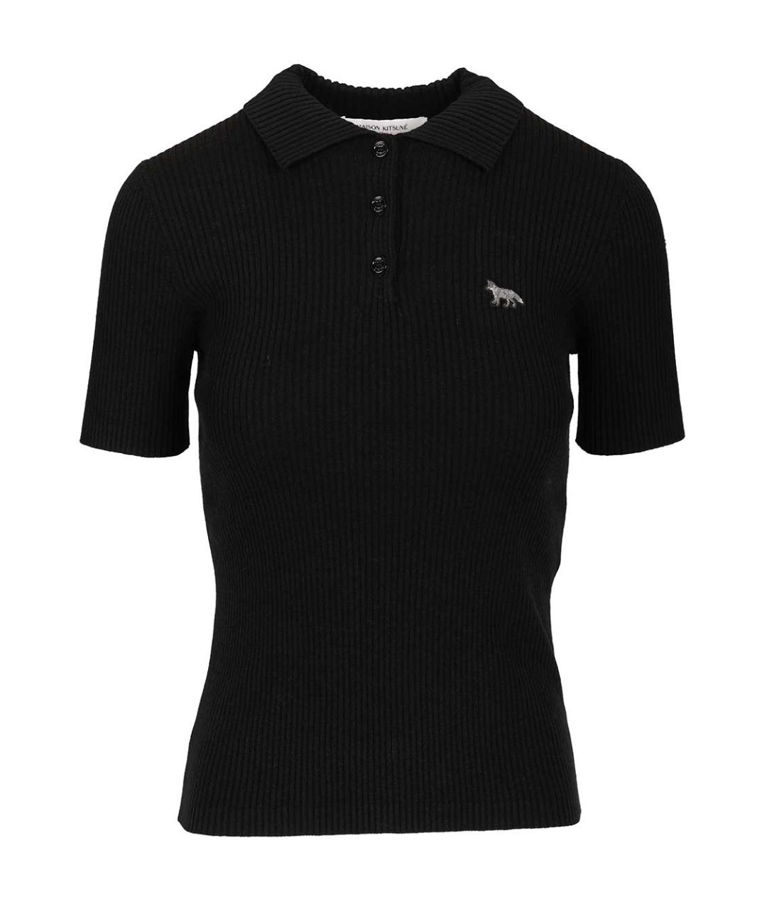 MAISON KITSUNE Черная шерстяная футболка, фото 1