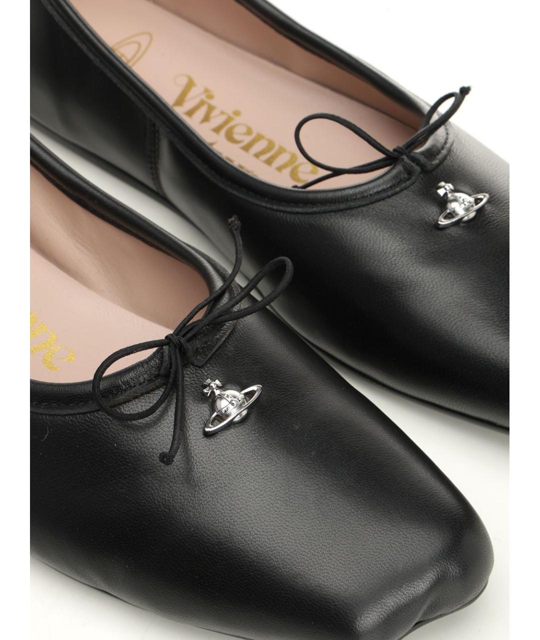 VIVIENNE WESTWOOD Черные кожаные балетки, фото 5
