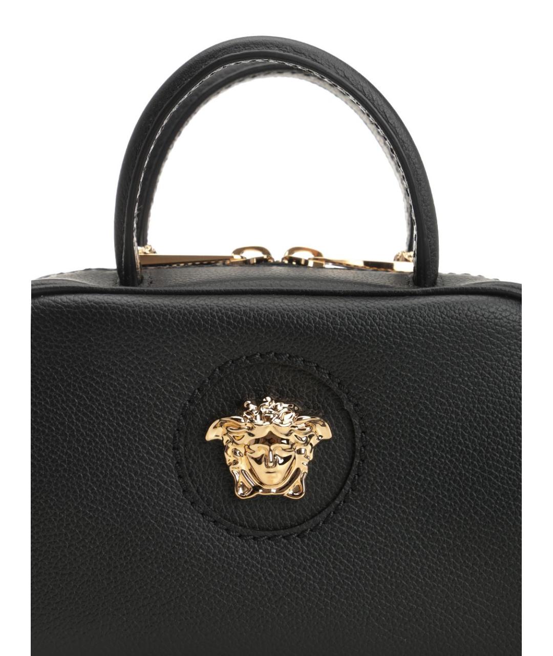 VERSACE Черная кожаная сумка с короткими ручками, фото 5