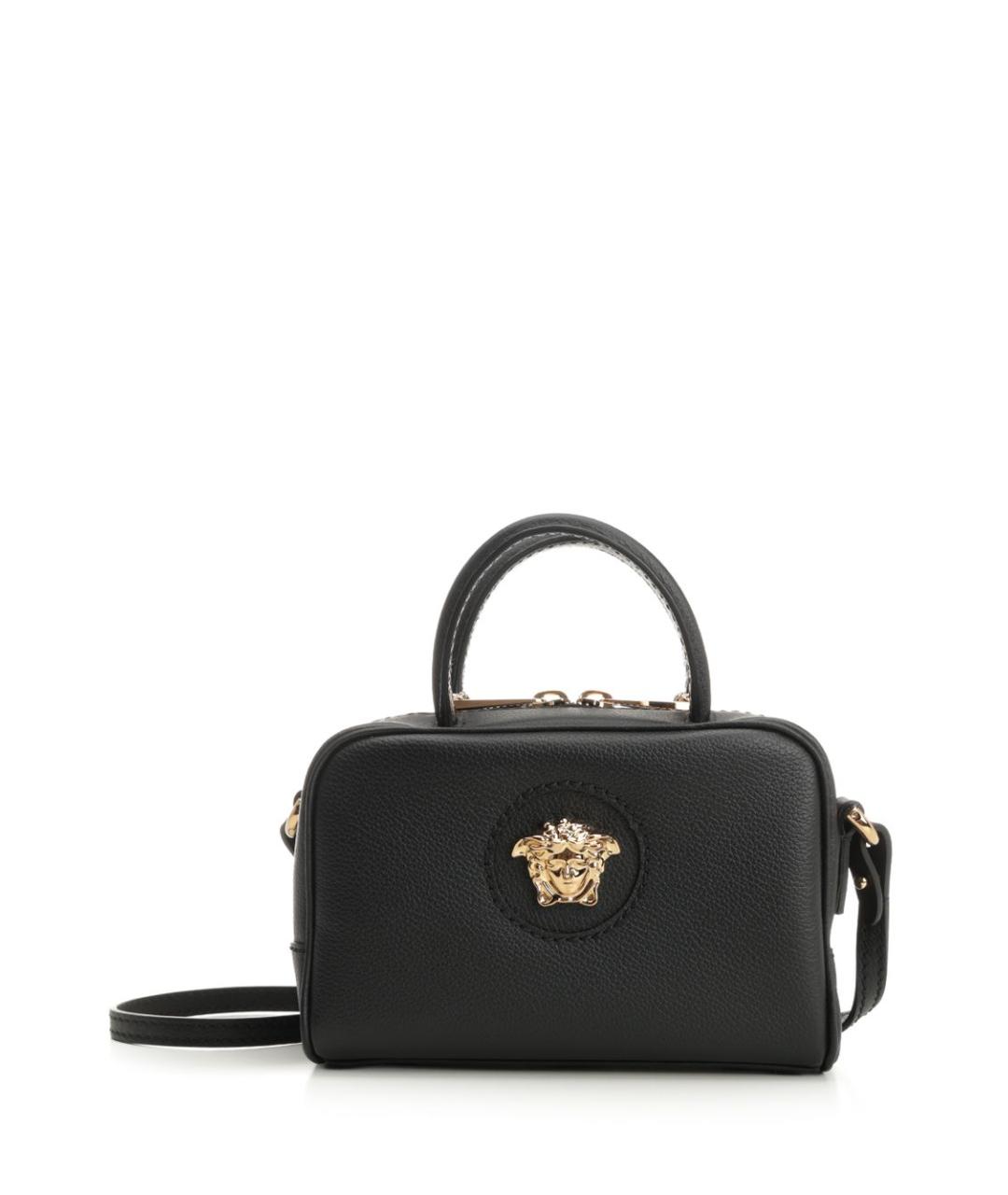 VERSACE Черная кожаная сумка с короткими ручками, фото 1