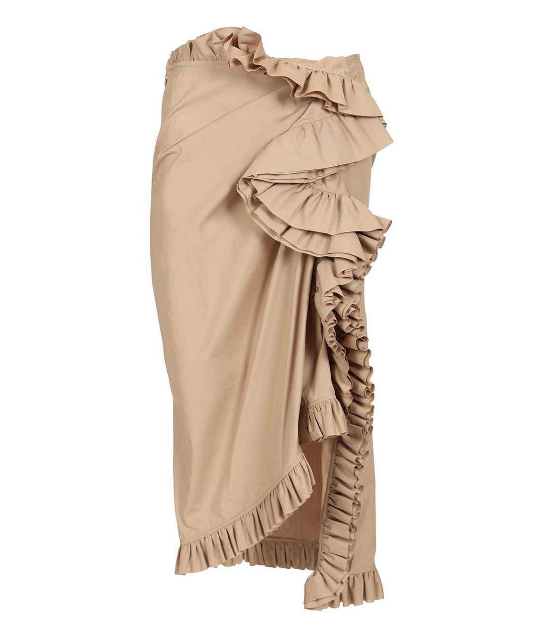 DRIES VAN NOTEN Бежевая хлопковая юбка миди, фото 1