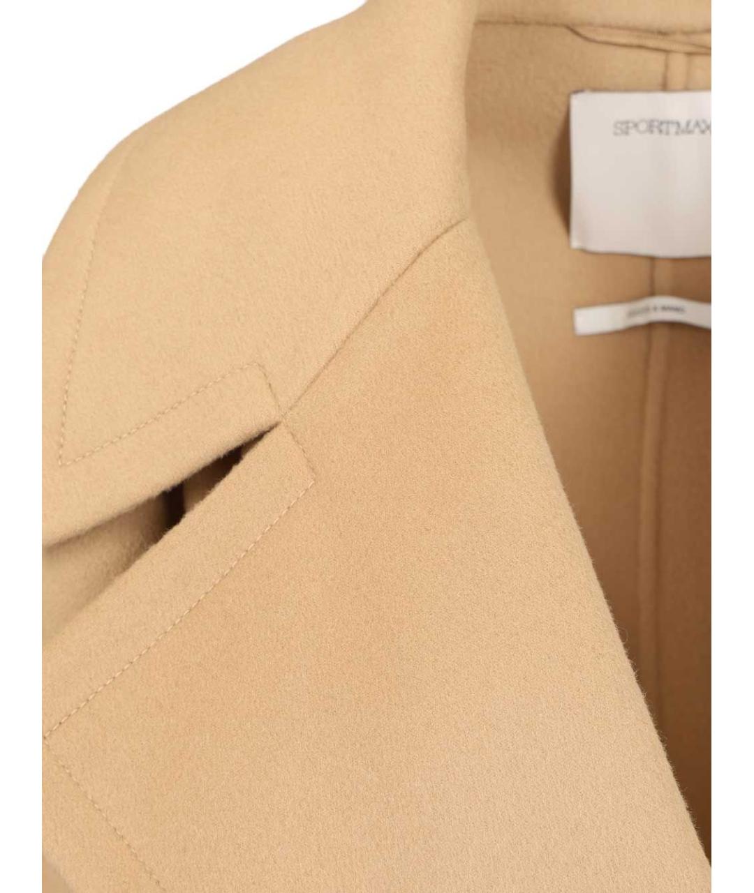 SPORTMAX Бежевое шерстяное пальто, фото 5