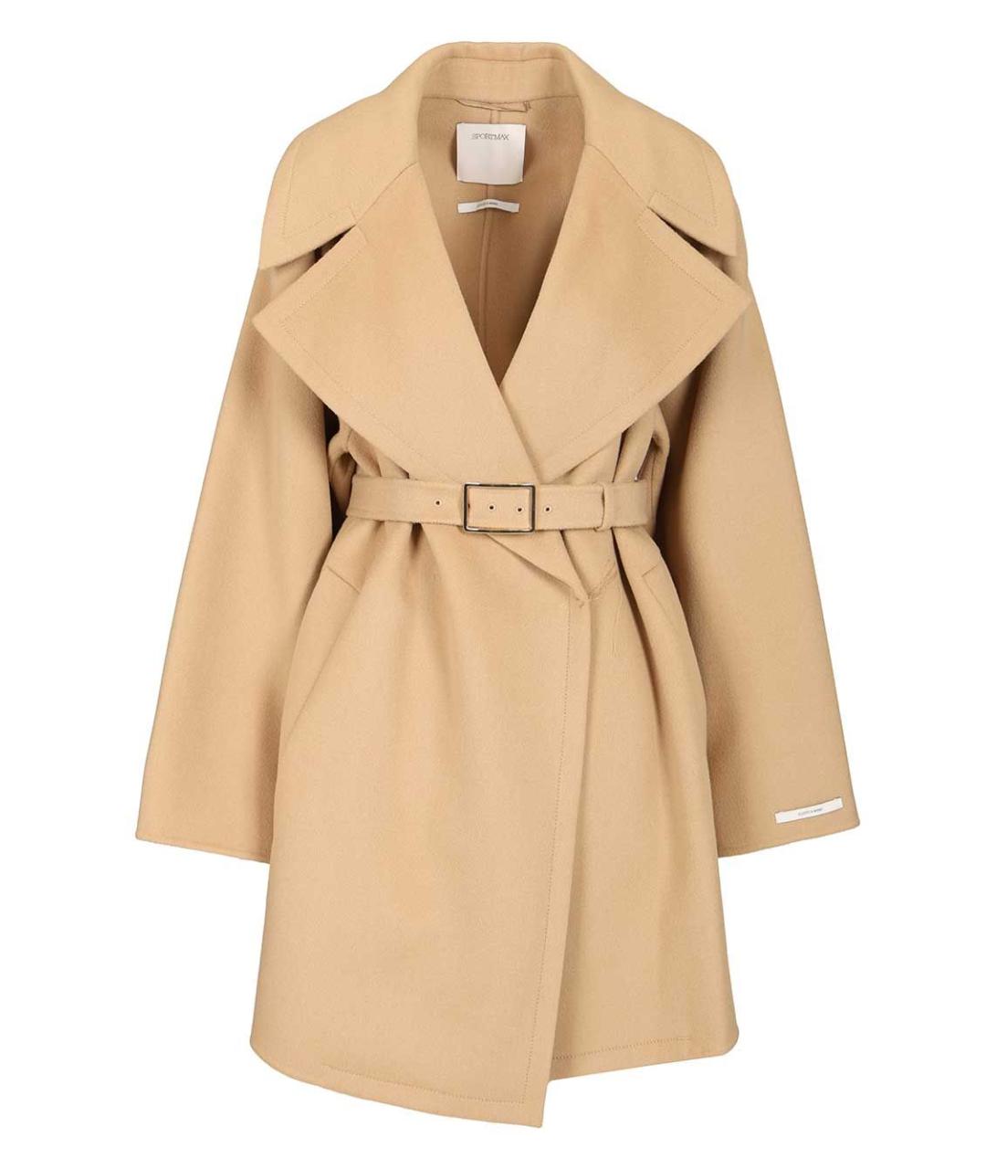 SPORTMAX Бежевое шерстяное пальто, фото 1