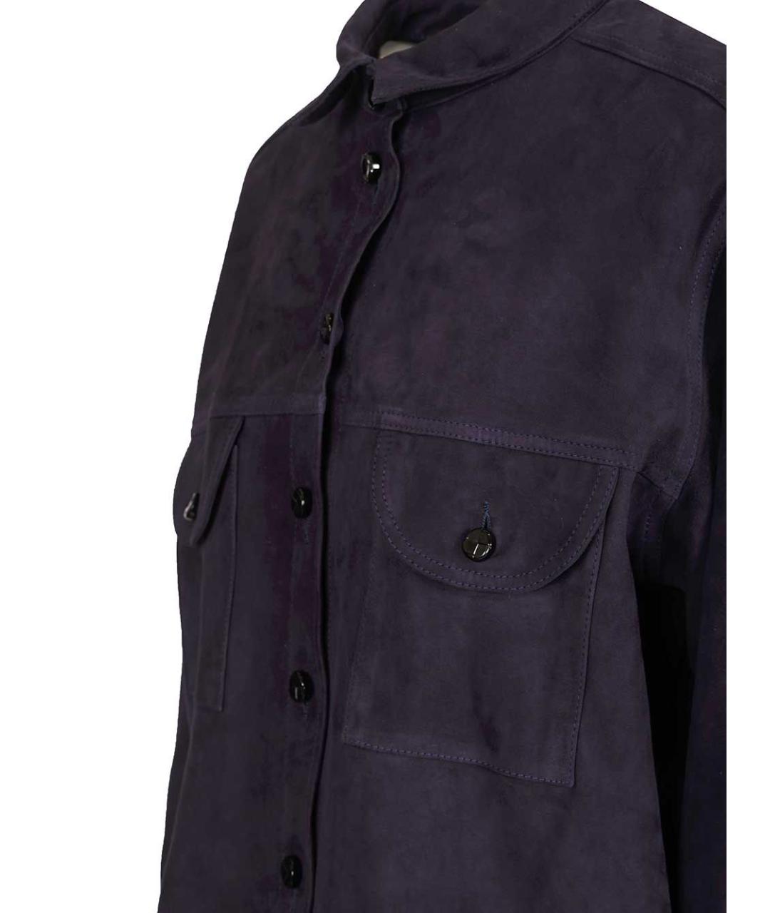 BLAZE MILANO Темно-синяя замшевая рубашка, фото 6